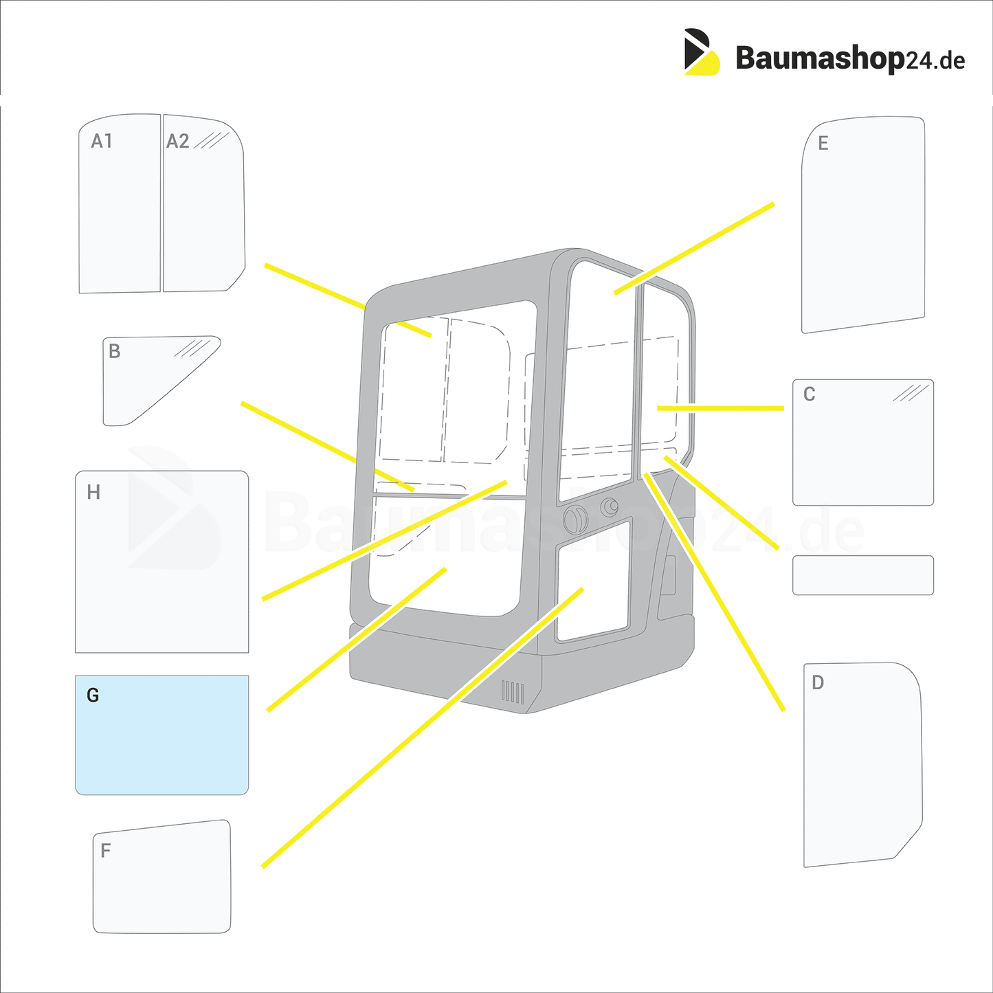 Caterpillar Frontscheibe Unten 249-0193 für 301-302