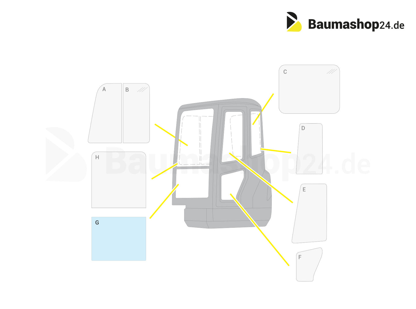 Original Kubota Frontscheibe Unten RG268-47370 für KX027-4 | KX030-4