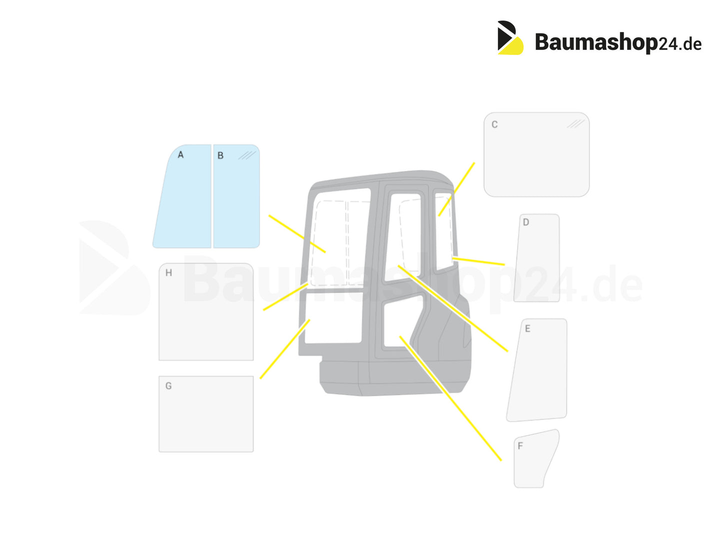 Original Kubota Fensterscheibe Rechts Vorne RD379-46720 für KX060-5