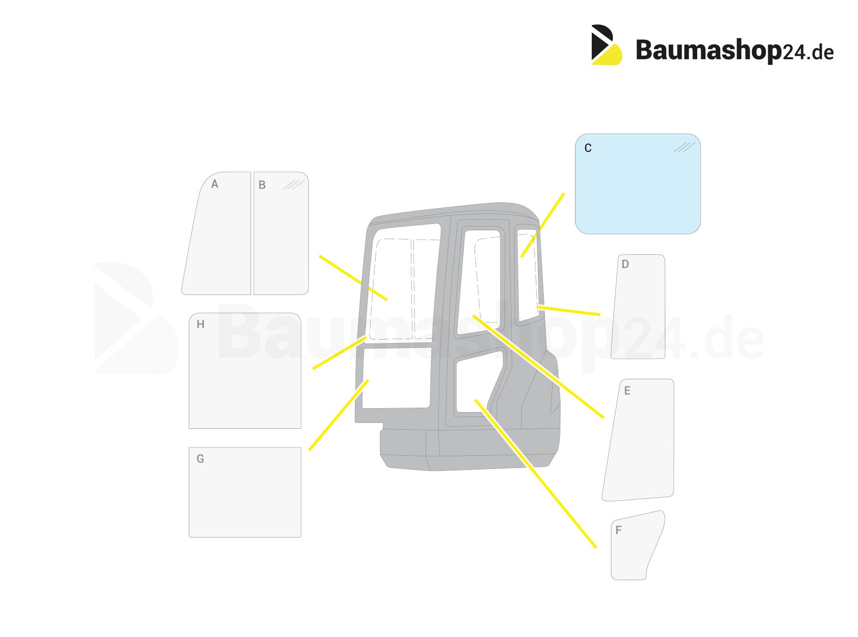 Original Kubota Heckscheibe R561-147230 für R065 | R082 | R085